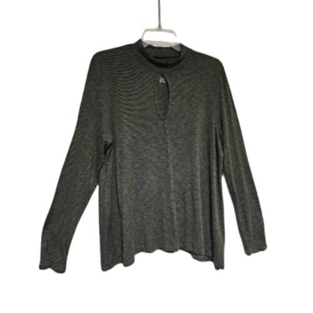 American Eagle Soft & Sexy Slub Mock Neck Keyhole Top Olive Green XL Long Sleeve